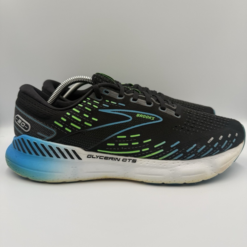 Brooks Glycerin GTS 20 Men's Size 11.5 Black White Blue Running Shoes Sneakers